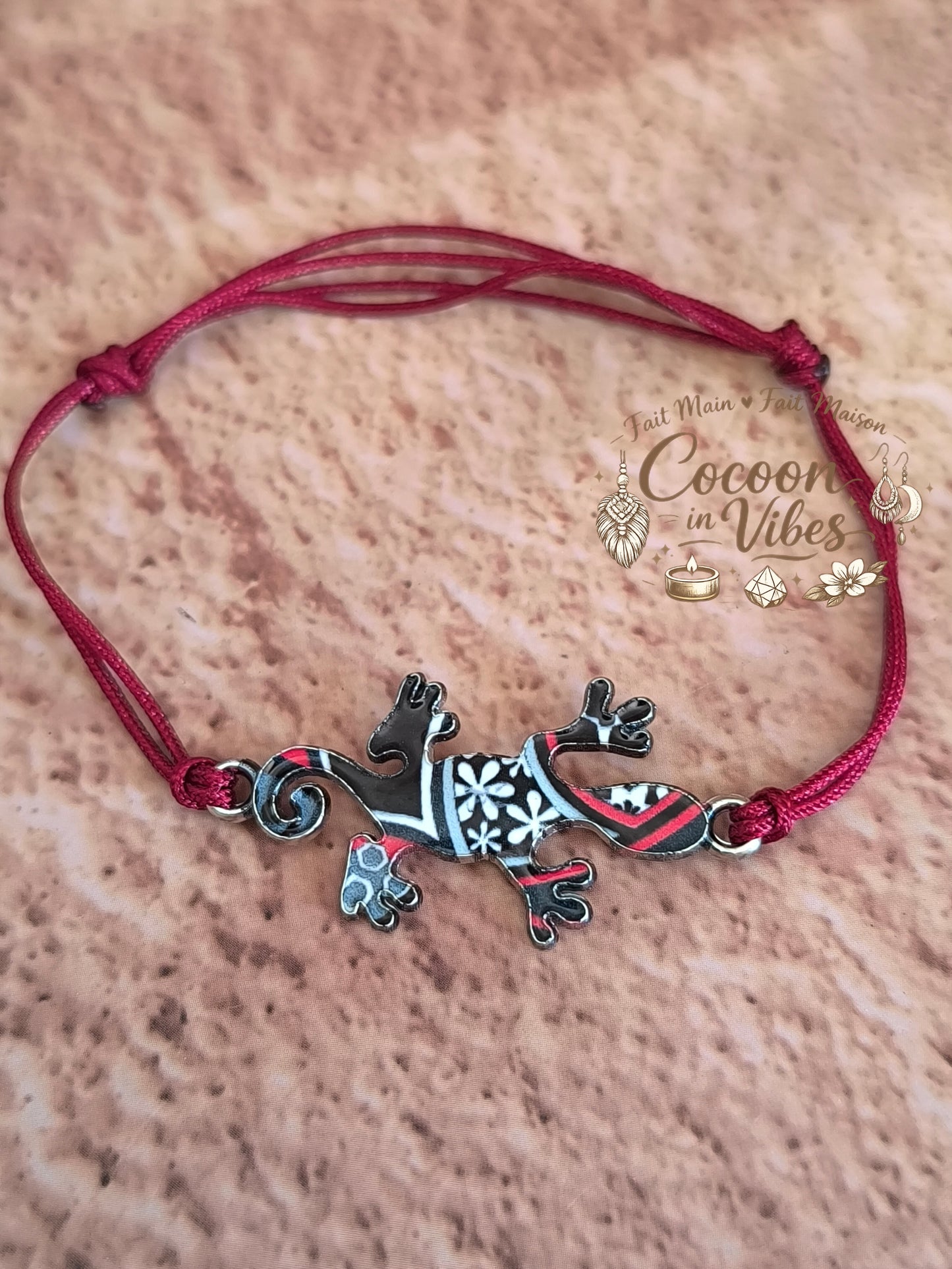 Bracelet Salamandre Colorée - Simple nœuds coulissant  – Création artisanale & 100 % personnalisable