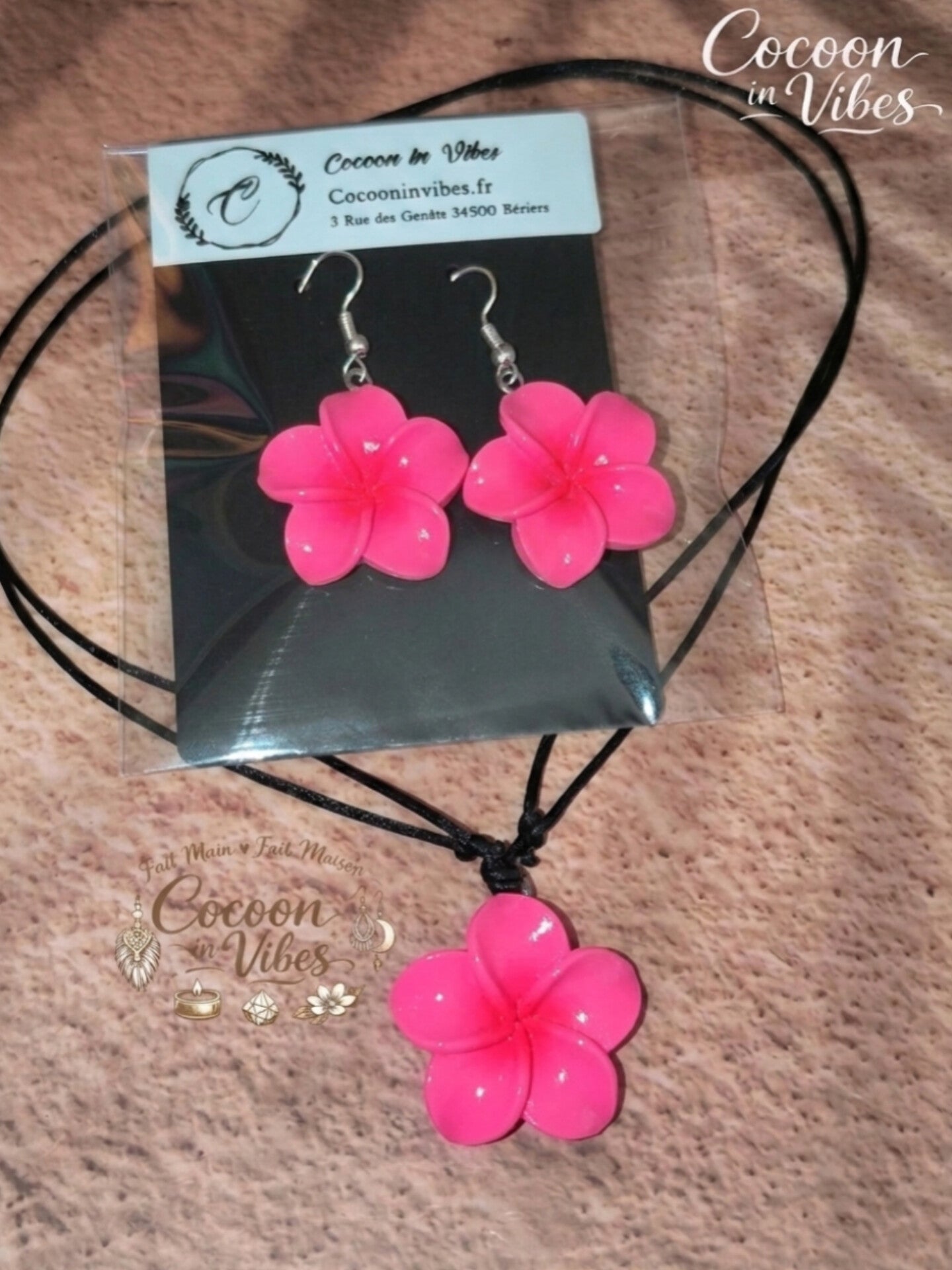 Collier Ras-de-cou & Parure Fleur de Monoï - Fait Main