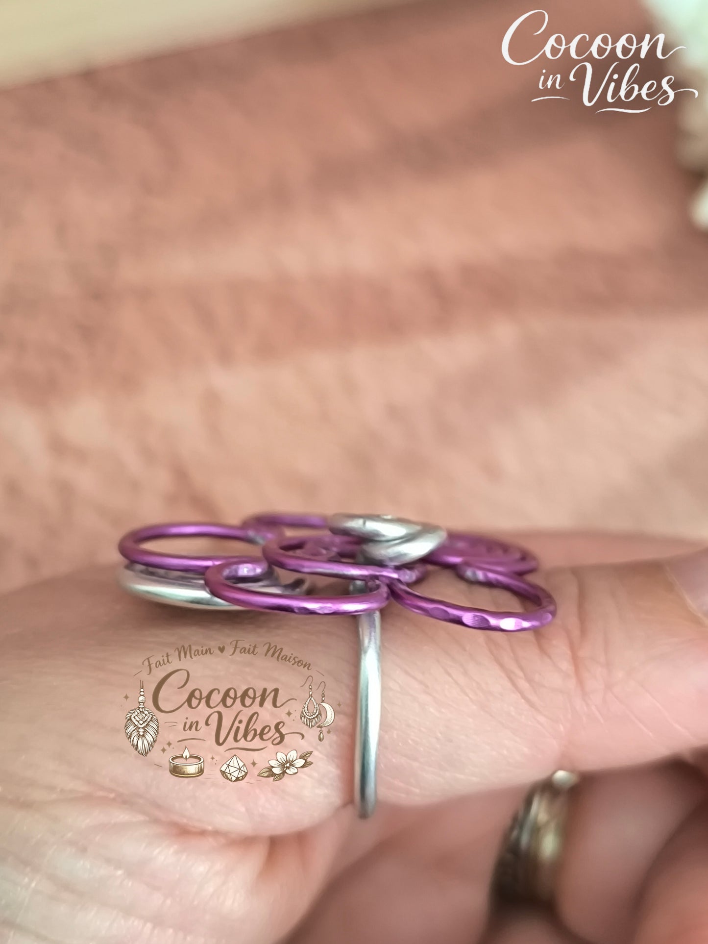 Bague Anti-Stress "Fleur d'Ondes Tropicales" – 100% Artisanale & Double Niveau