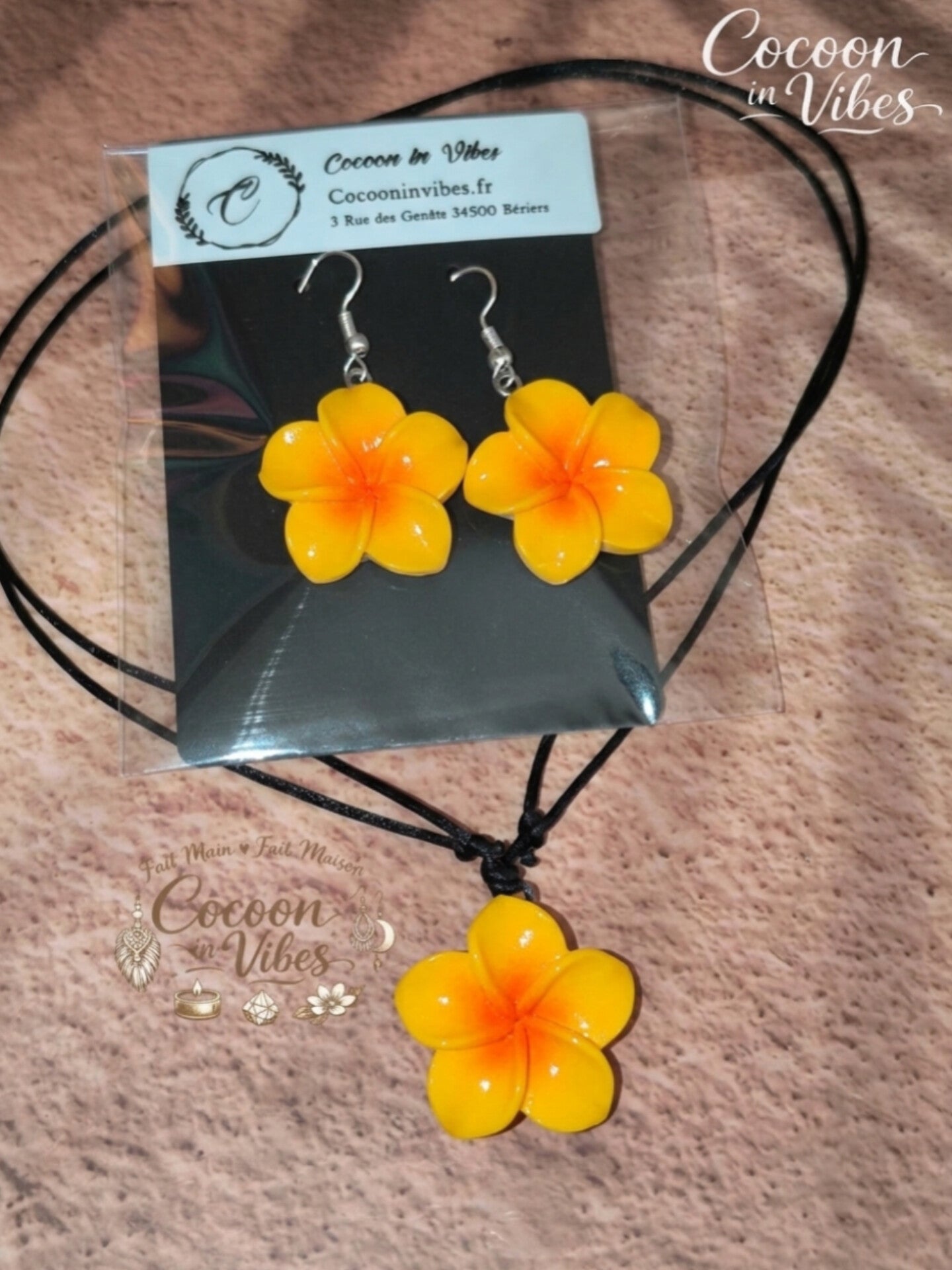 Collier Ras-de-cou & Parure Fleur de Monoï - Fait Main