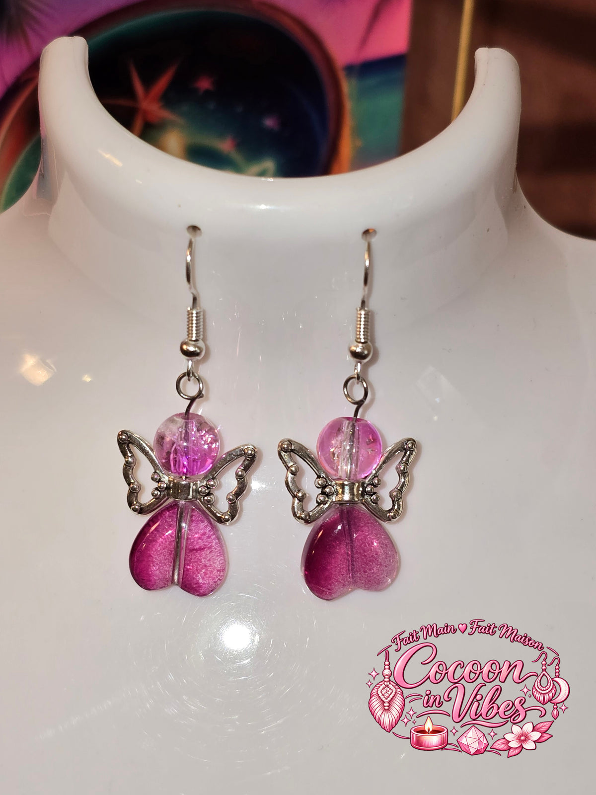 Boucles d’oreilles « Ange Majestueux » – Édition Octobre Rose