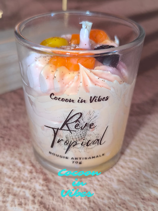 Bougie Gourmande Artisanale – Rêve Tropical 70g
