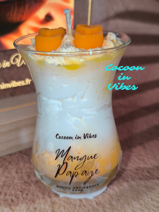 Bougie Gourmande Artisanale 110 g – Mangue Papaye