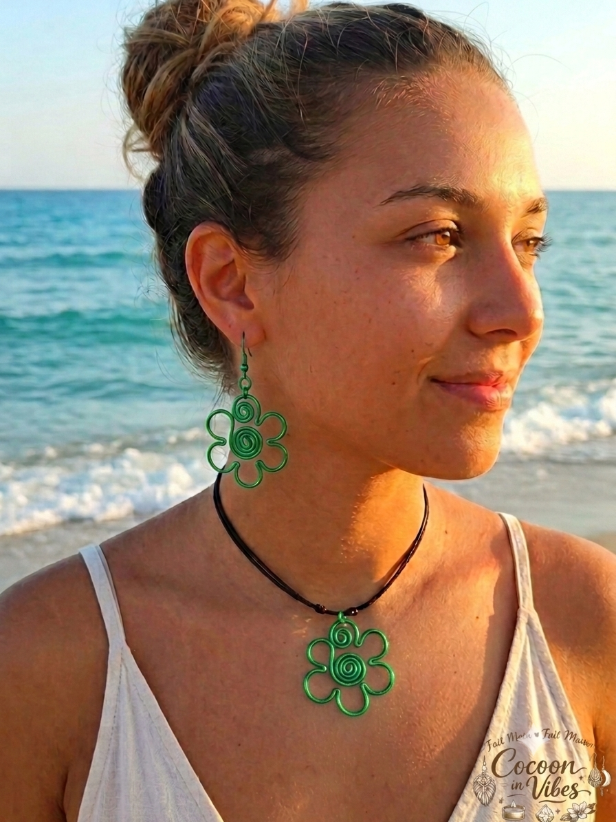 Parure artisanale couleur personnalisée - Collection Fleur Tropicale