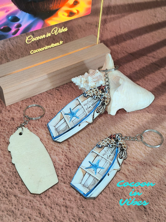 Porte-clé artisanal création Cocoon in Vibes – Petite Barque de pêcheurs