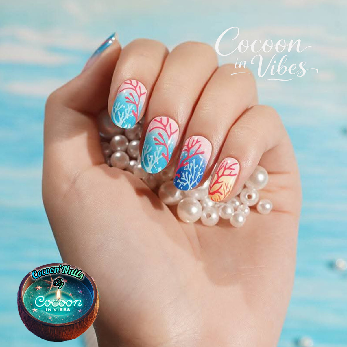 Cocoon’Nails Corail Paradise – Vernis Autocollant Kit Complet