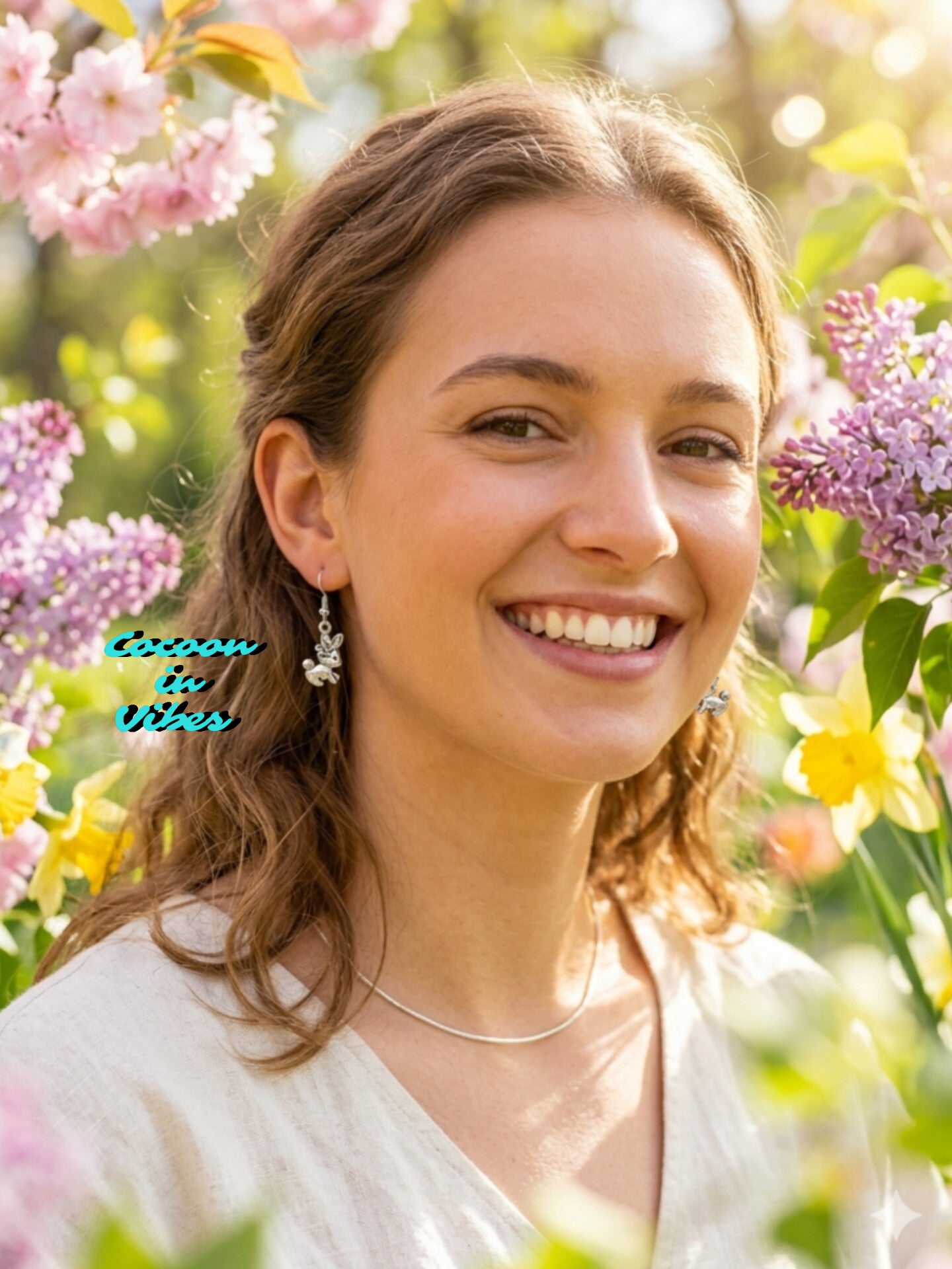 Boucles d’oreilles artisanales Lapin Printanier – Création Cocoon in Vibes ÉDITION LIMITÉE – Acier inoxydable hypoallergénique