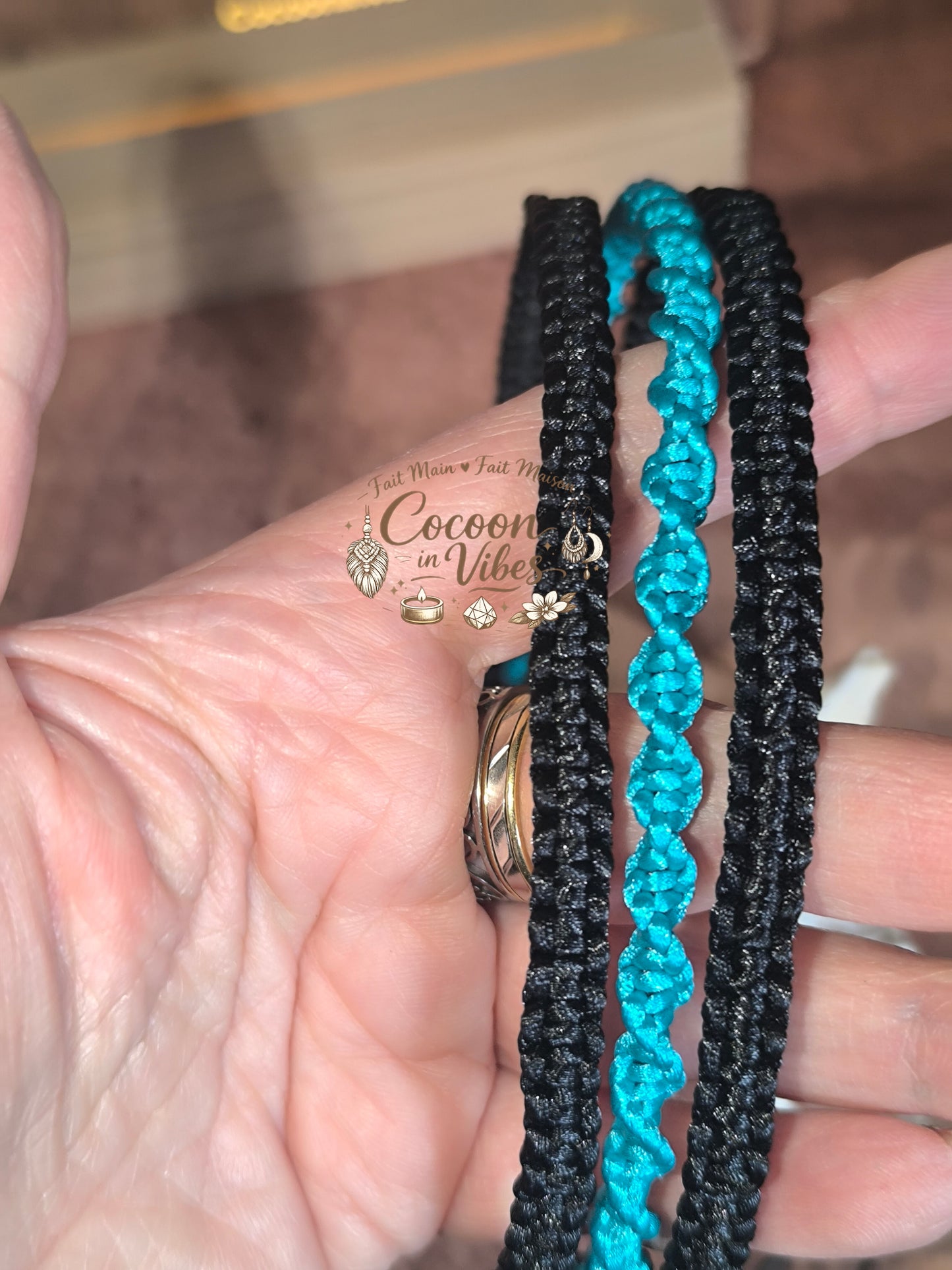 Ras de cou triple en macramé “Lagon Tressé” – Création fait main & couleurs au choix
