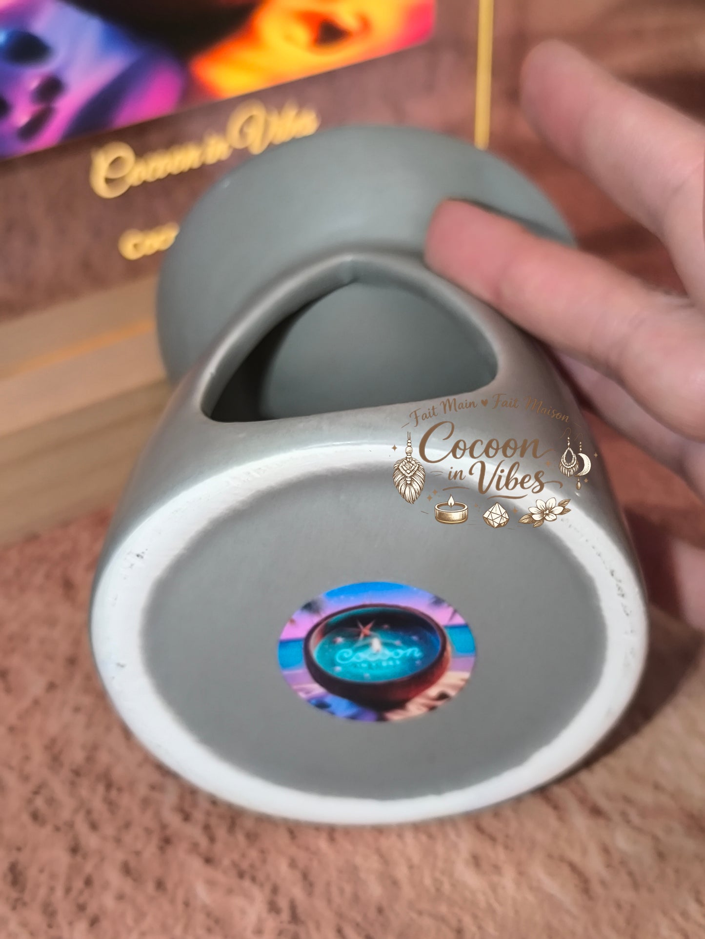 Brûleur Merci Papa Gris Taupe + 1 Fondant OFFERT – Pièce unique, création artisanale Cocoon in Vibes