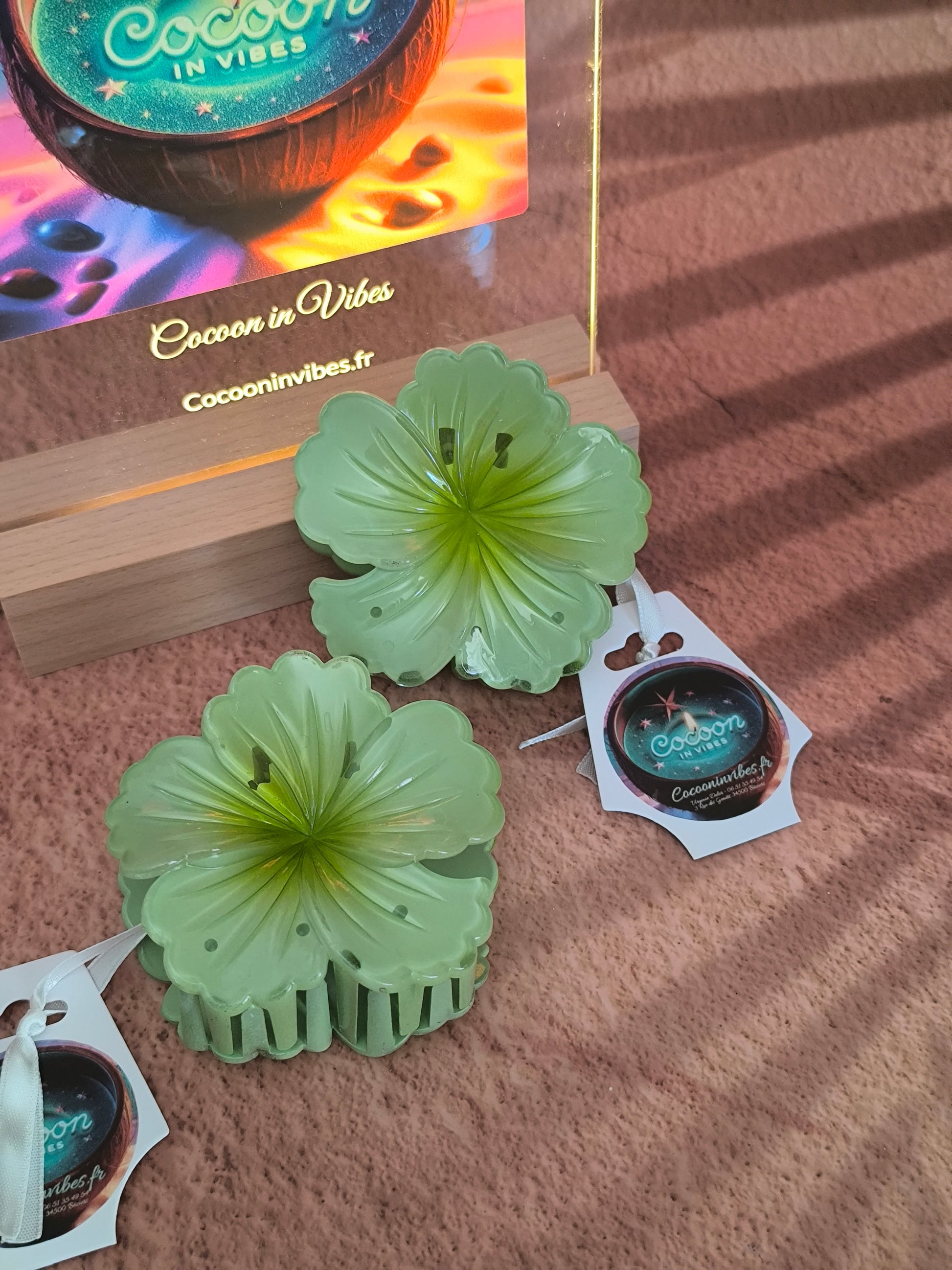 Pince à cheveux Hibiscus 8 cm ~ Vert Matcha Une fleur à croquer... aussi fraîche qu’un bol de thé japonais