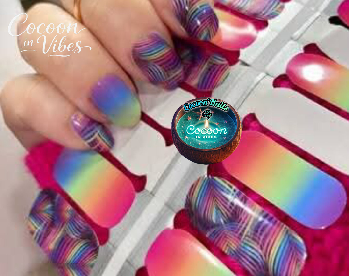 Cocoon’Nails - Vernis Autocollant Tropical Rainbow - Kit complet