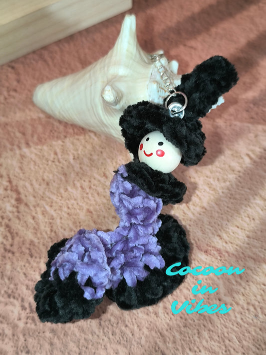Sorcière Élégante : Bijou de sac artisanal / Porte clé - Modèle Unique