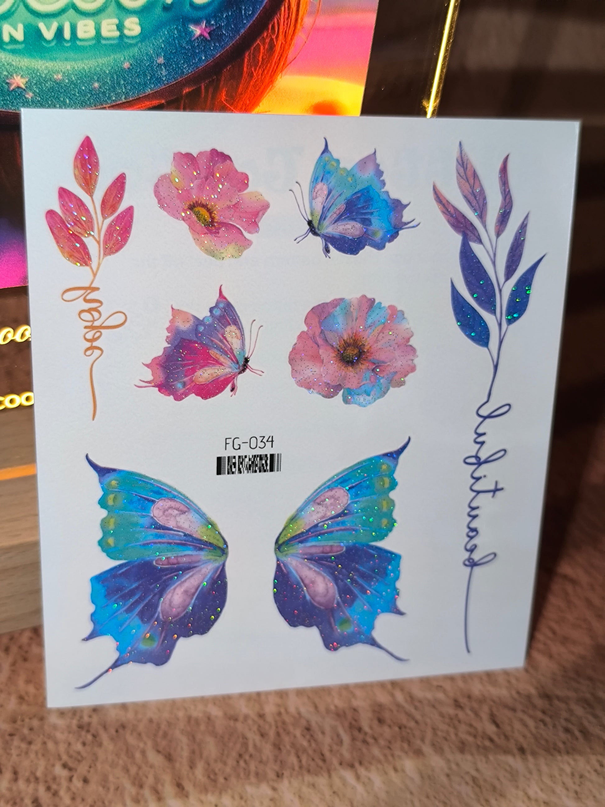Tatouages Éphémères Pailletés Papillons – Sublimez Votre Regard