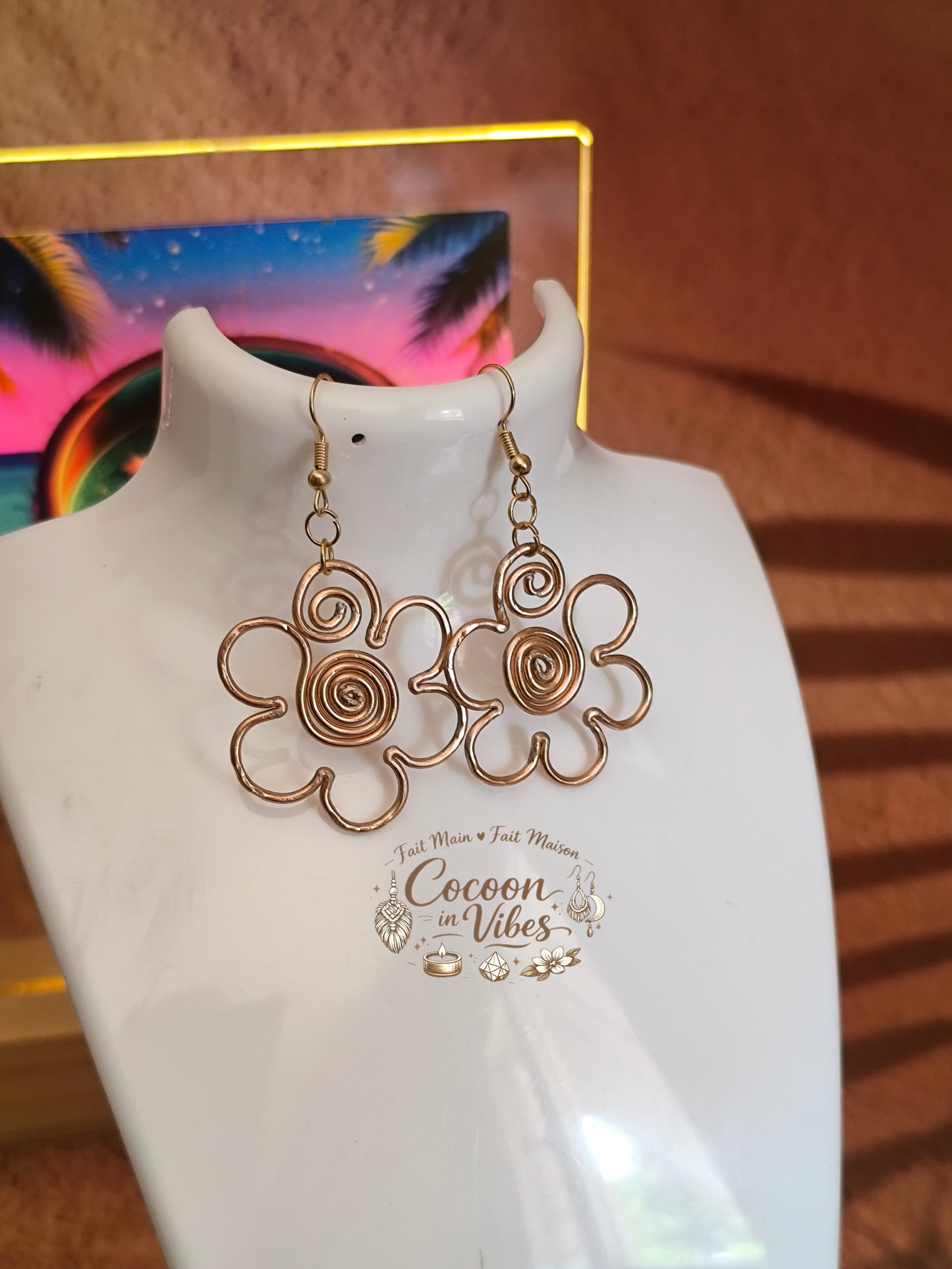 Boucles d'Oreilles Fleur & Parure – Collection Fleur Tropicale