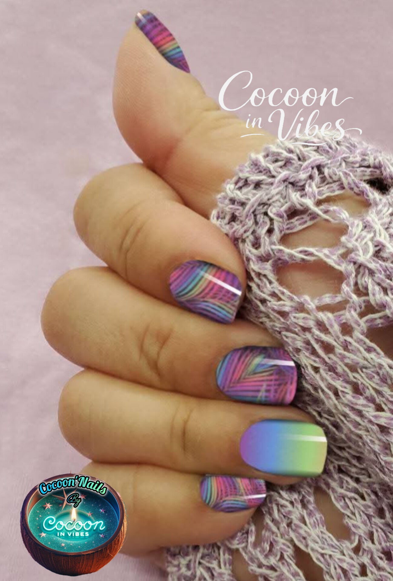 Cocoon’Nails - Vernis Autocollant Tropical Rainbow - Kit complet