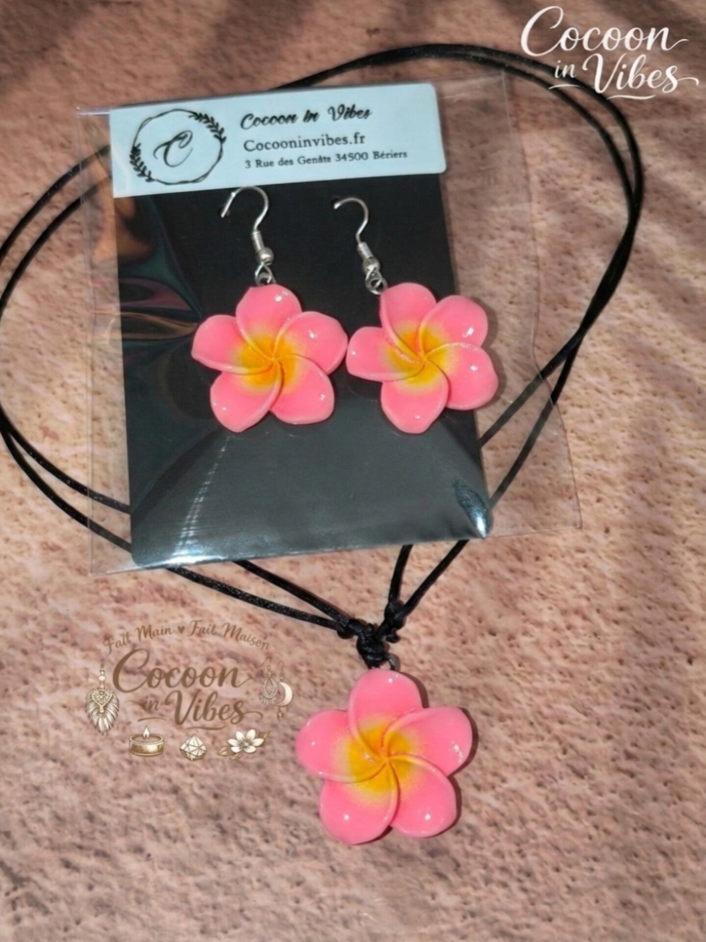 Collier Ras-de-cou & Parure Fleur de Monoï - Fait Main
