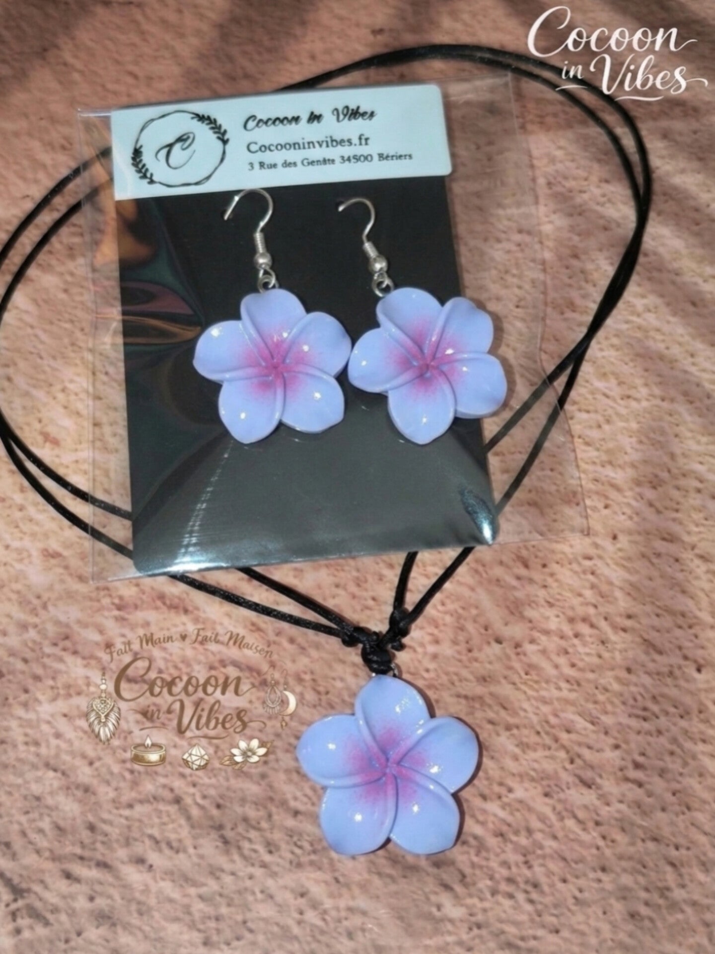 Collier Ras-de-cou & Parure Fleur de Monoï - Fait Main