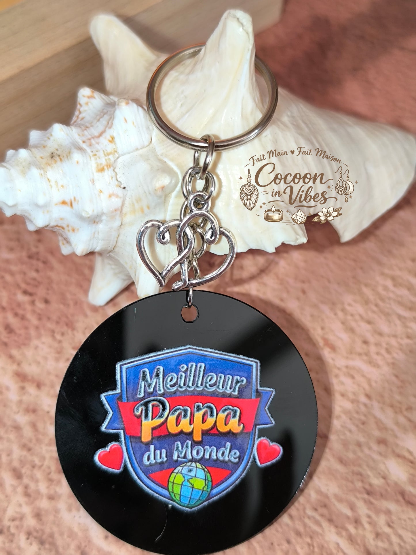 Porte-clé “Meilleur Papa du Monde” – Modèle unique fait main