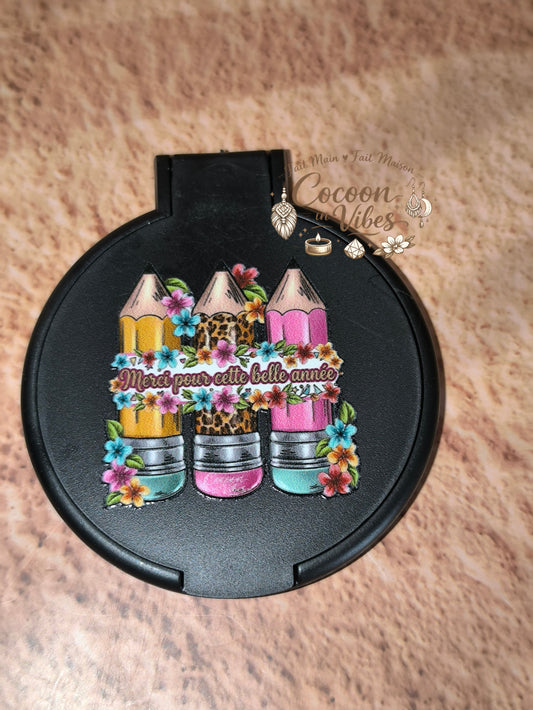 Miroir de poche noir mat “Remerciements – Mots Précieux – Merci pour cette belle année” – Modèle unique