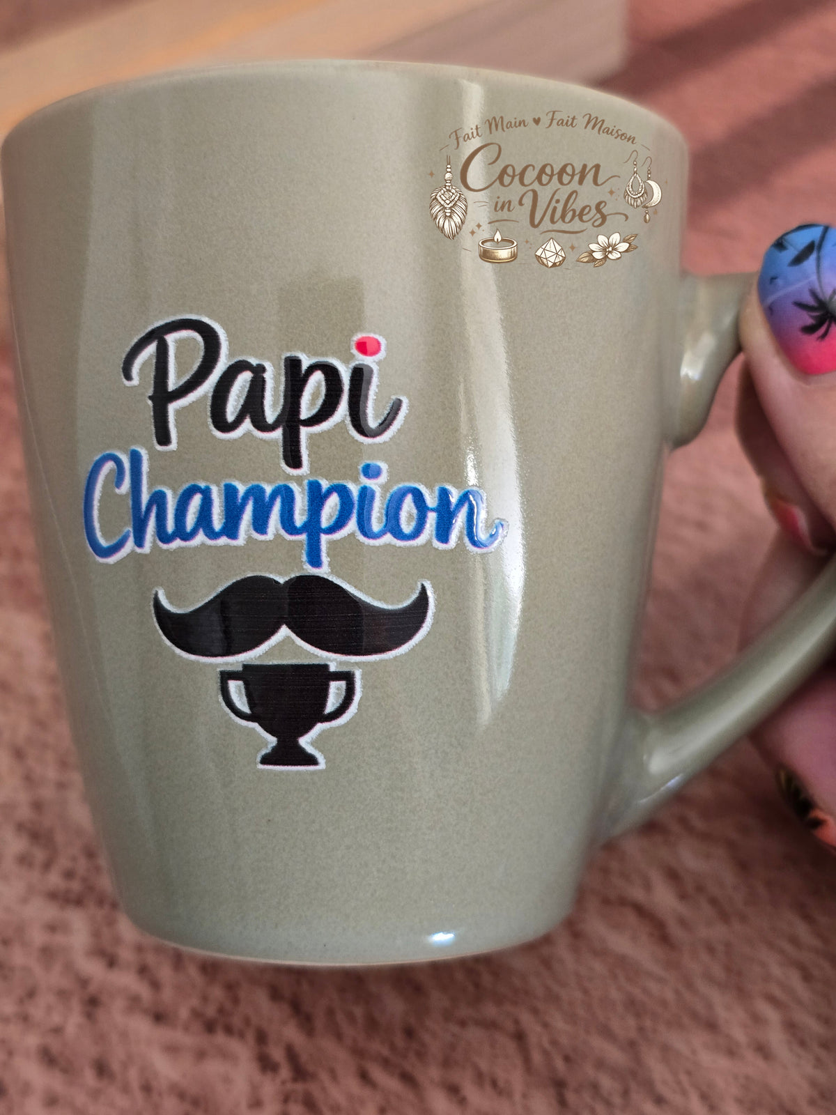 Tasse "Fête des Grands-Pères" Vert d’eau – PAPI CHAMPION – Pièce unique, création artisanale Cocoon in Vibes