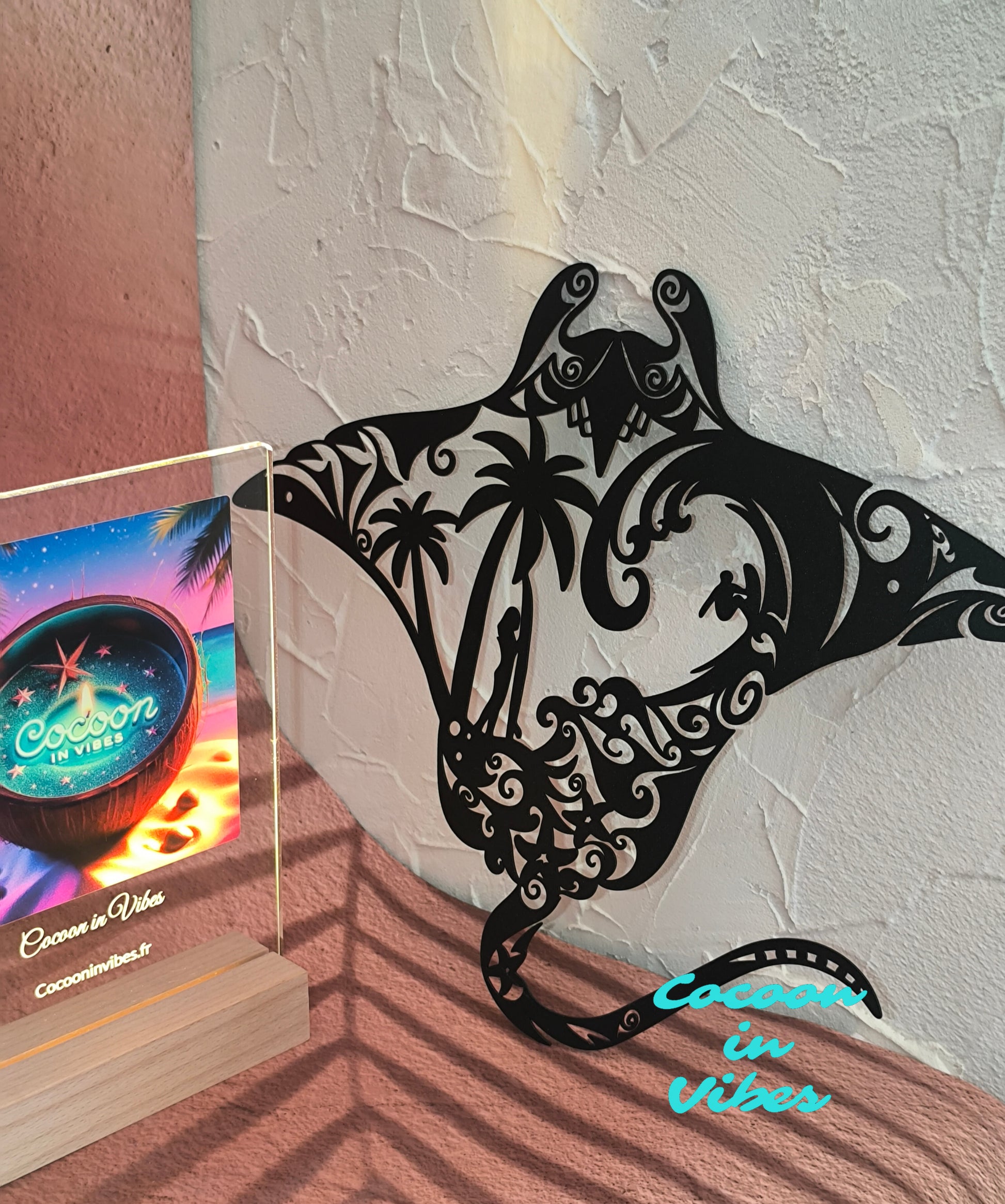 Grande Décoration murale Raie Manta Tropicale – L’Invitation au Voyage