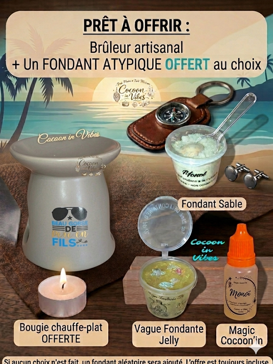 Brûleur Beau Gosse Fête des Pères + 1 Fondant OFFERT – Pièce unique, création artisanale Cocoon in Vibes