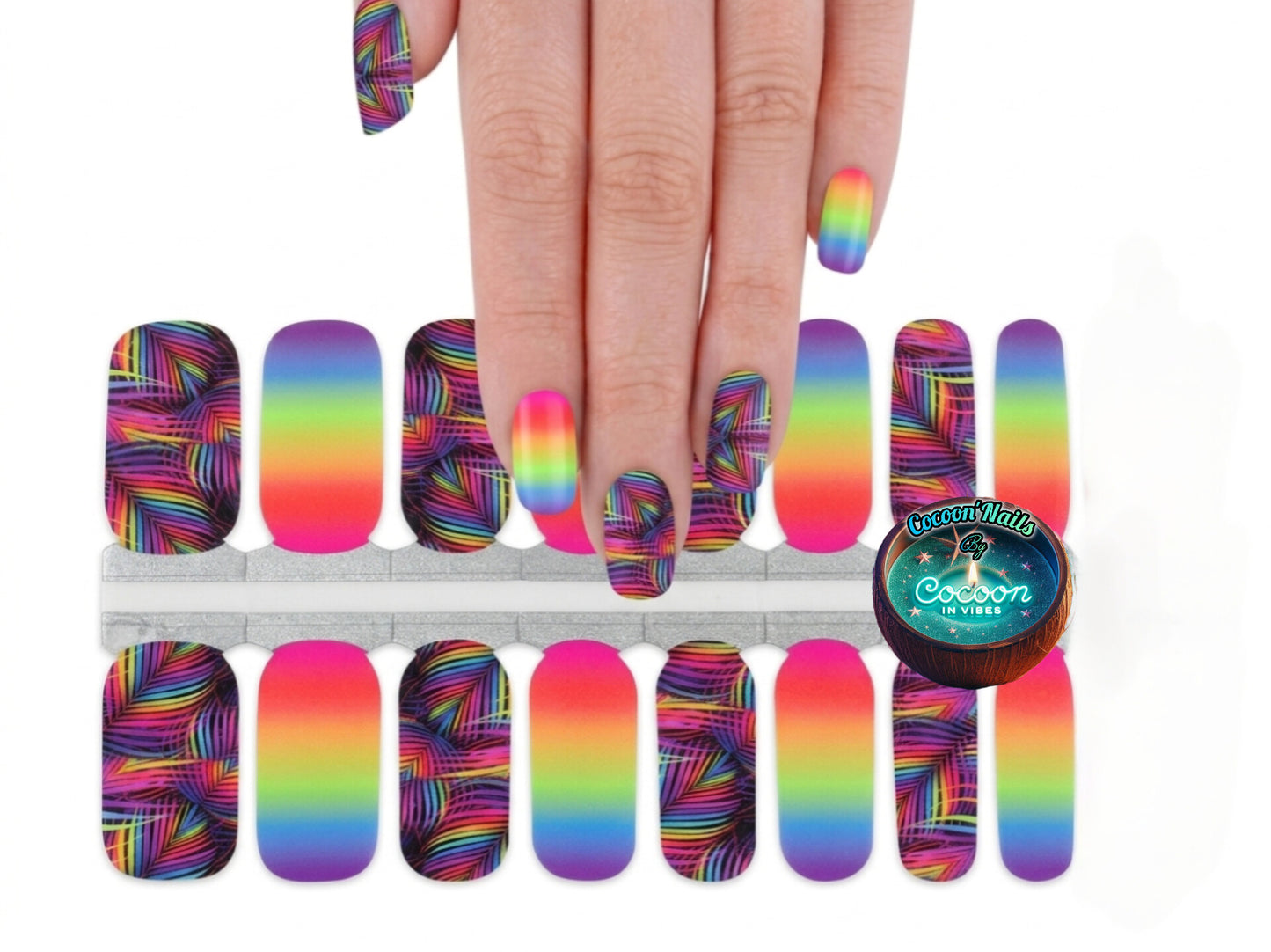 Cocoon’Nails - Vernis Autocollant Tropical Rainbow - Kit complet