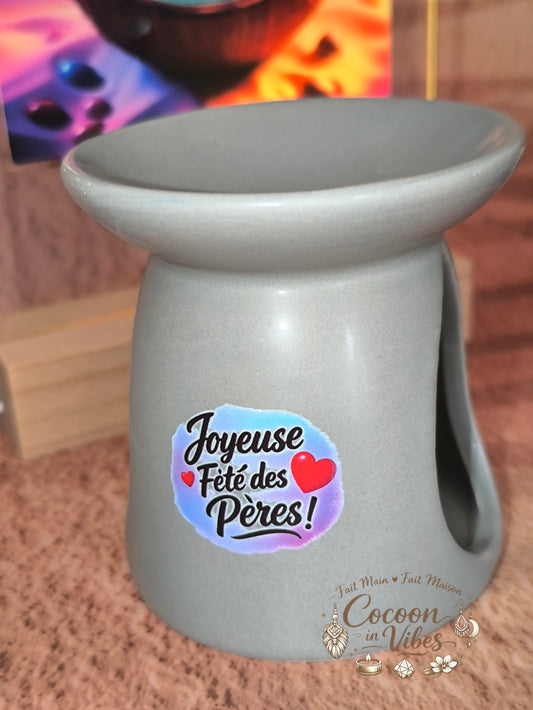 Brûleur Merci Papa Gris Taupe + 1 Fondant OFFERT – Pièce unique, création artisanale Cocoon in Vibes