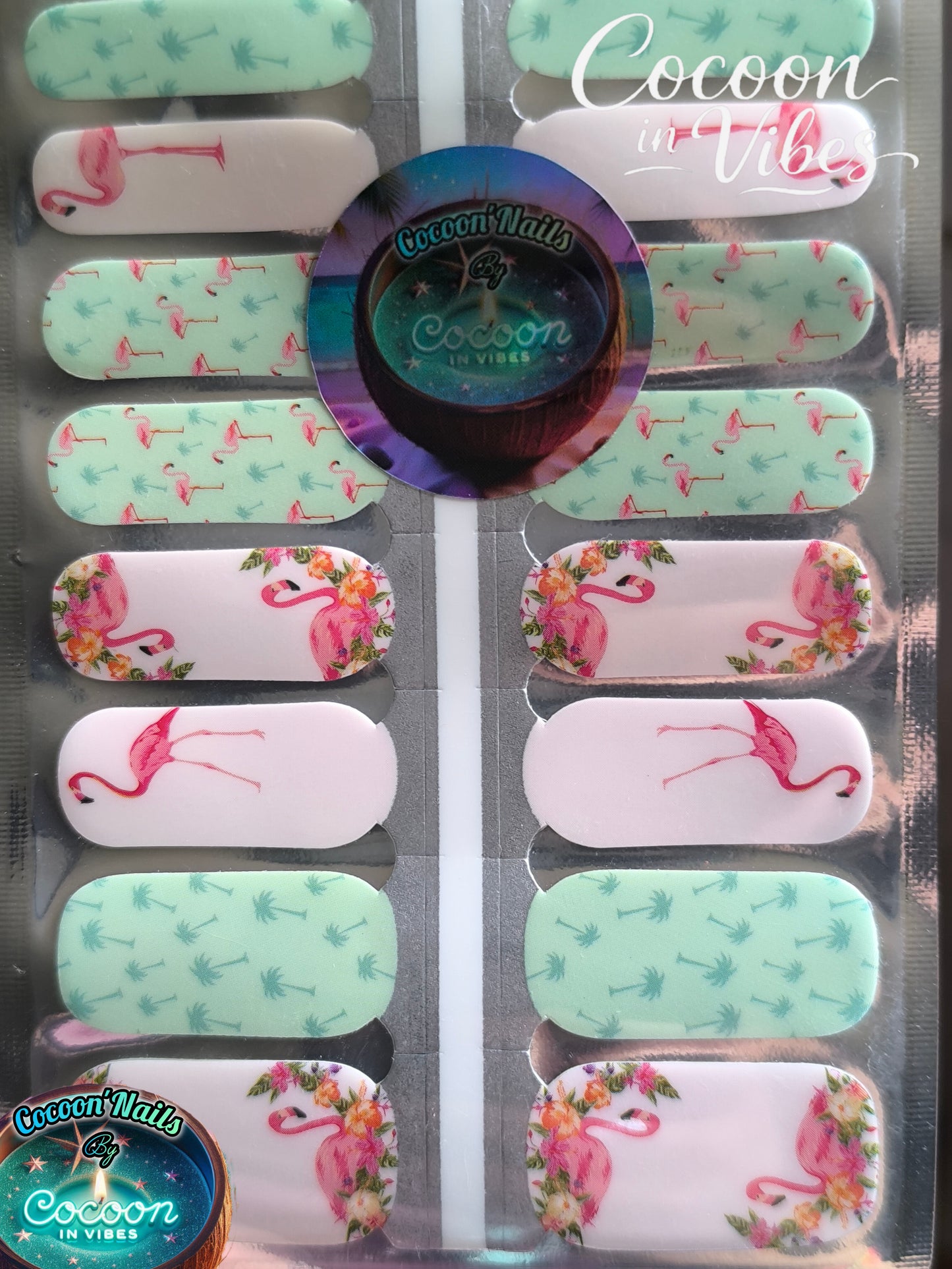 Cocoon’Nails Flamingo Palm – Vernis Autocollant Kit Complet