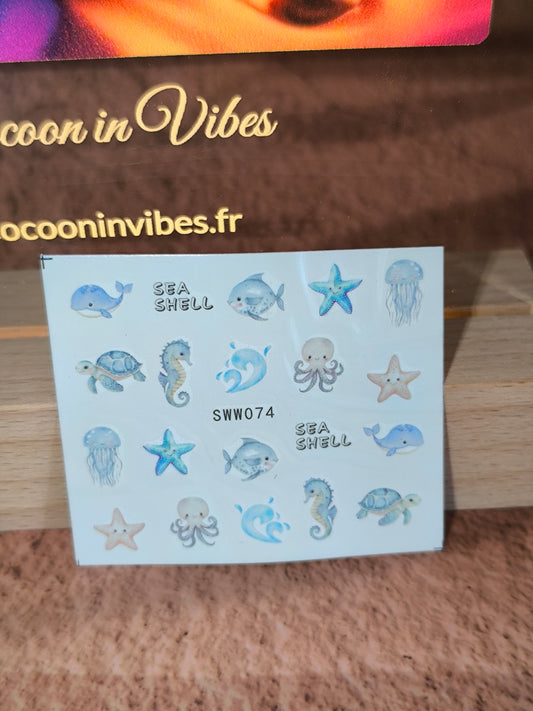Stickers Ongles Coquillages & Animaux Marins - Un océan de beauté… au bout des doigts