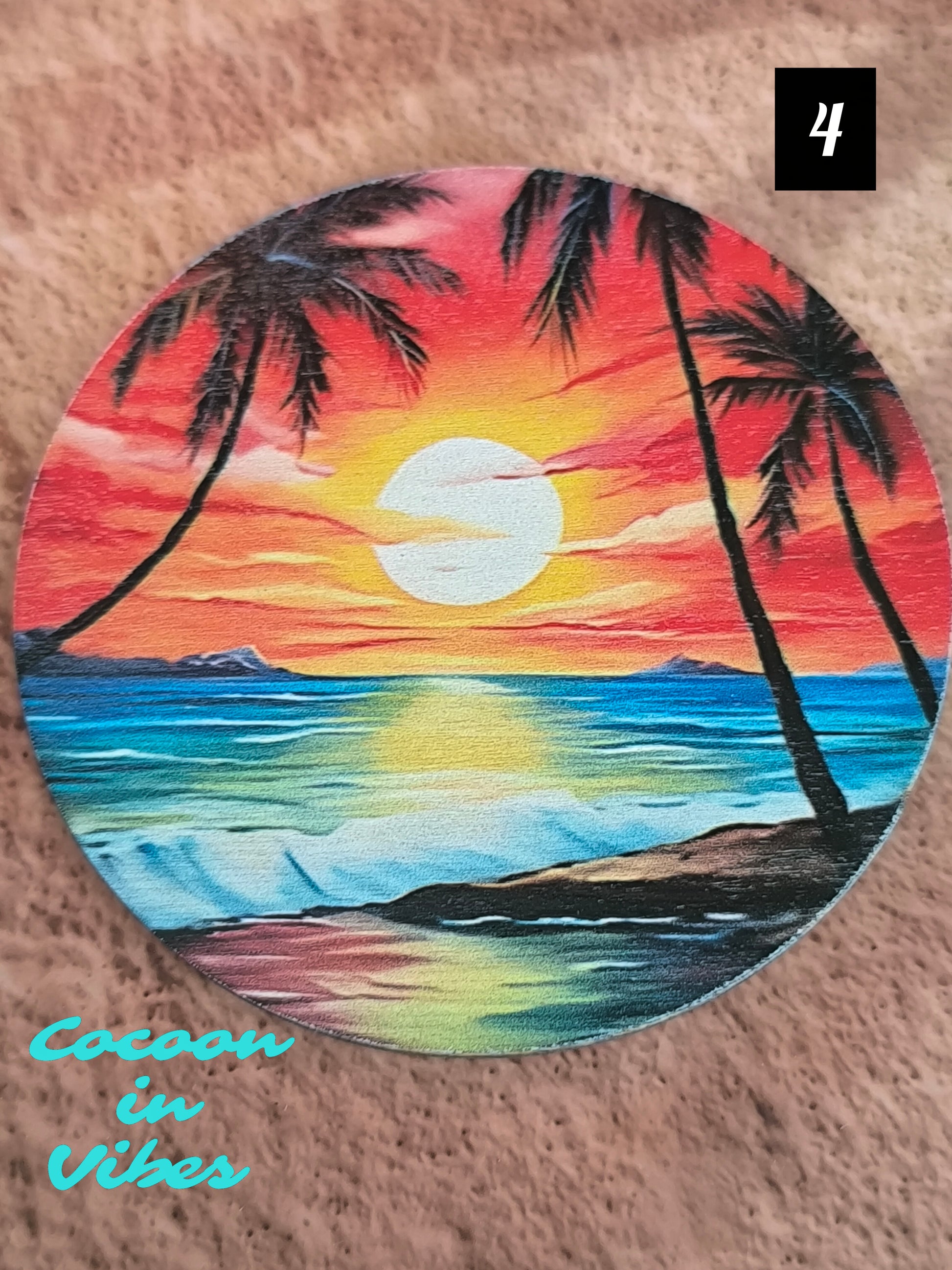 Dessous de Tasse "Sunset Palms" – Le soleil se couche, la magie opère…