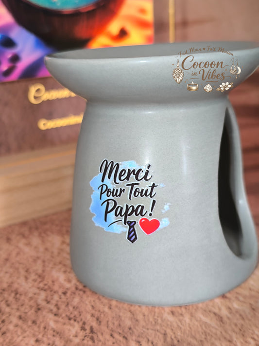 Brûleur Merci Papa Gris Taupe + 1 Fondant OFFERT – Pièce unique, création artisanale Cocoon in Vibes