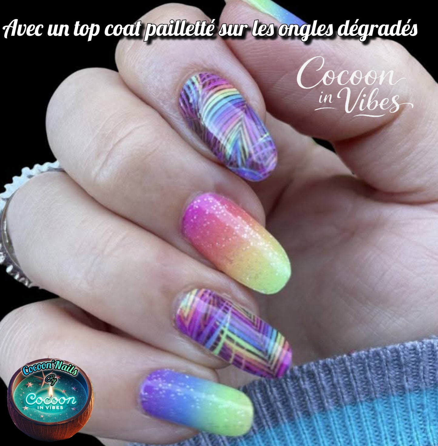 Cocoon’Nails - Vernis Autocollant Tropical Rainbow - Kit complet