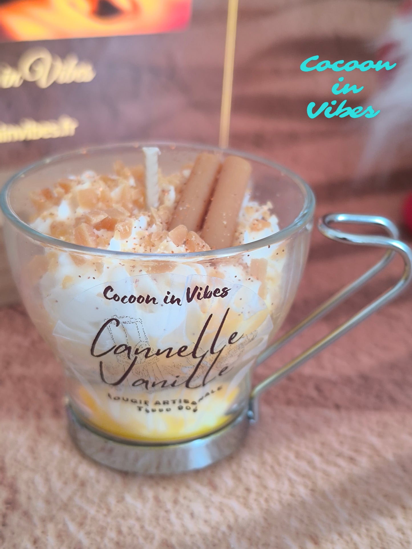 Bougie Gourmande Artisanale 90 g – Cannelle Vanille