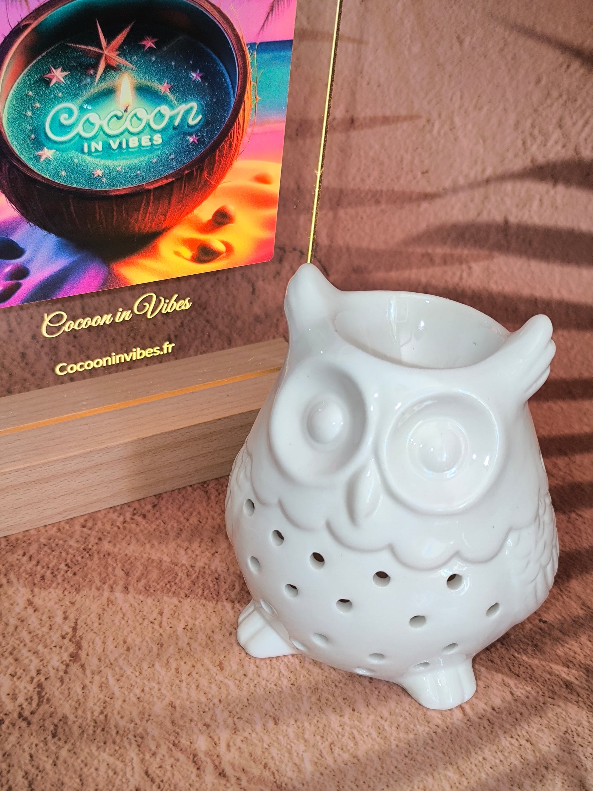 Brûleur en Céramique Blanche – Modèle Hibou