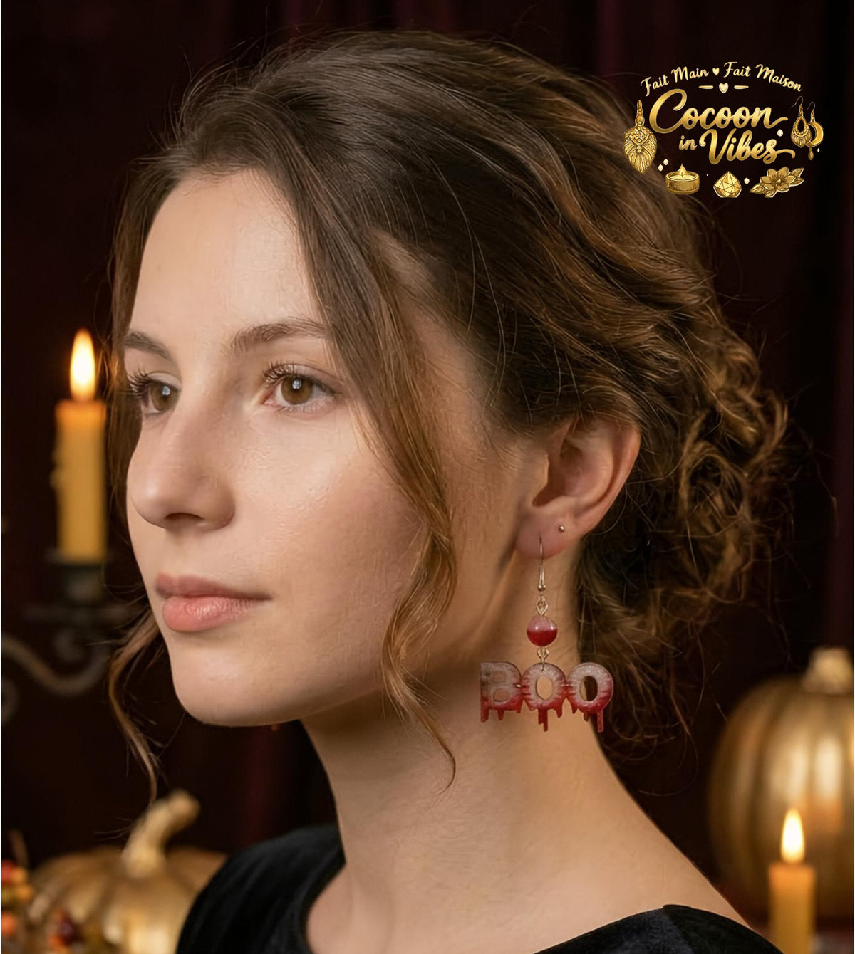 Boucles d'oreilles Artisanales en Bois « BOO »