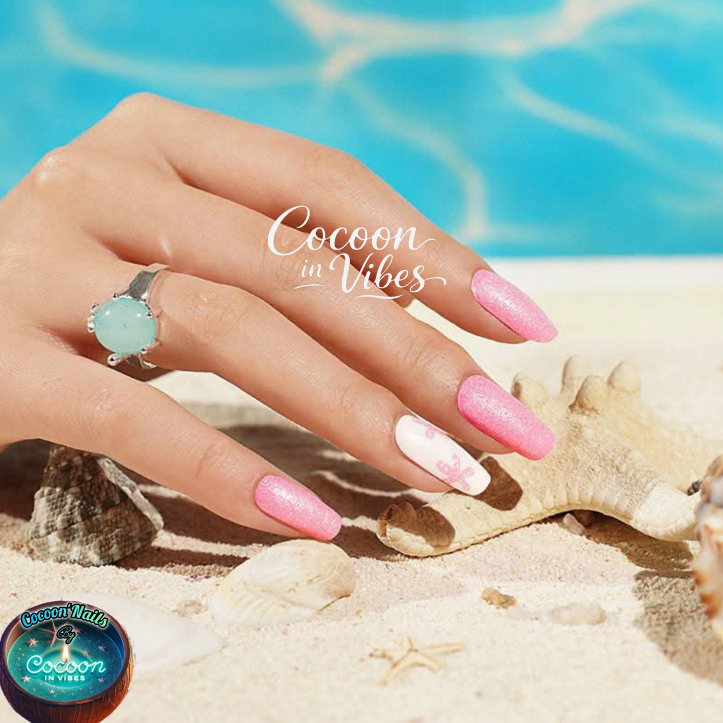Cocoon’Nails Sable Rose Étoilé – Vernis Autocollant Kit Complet