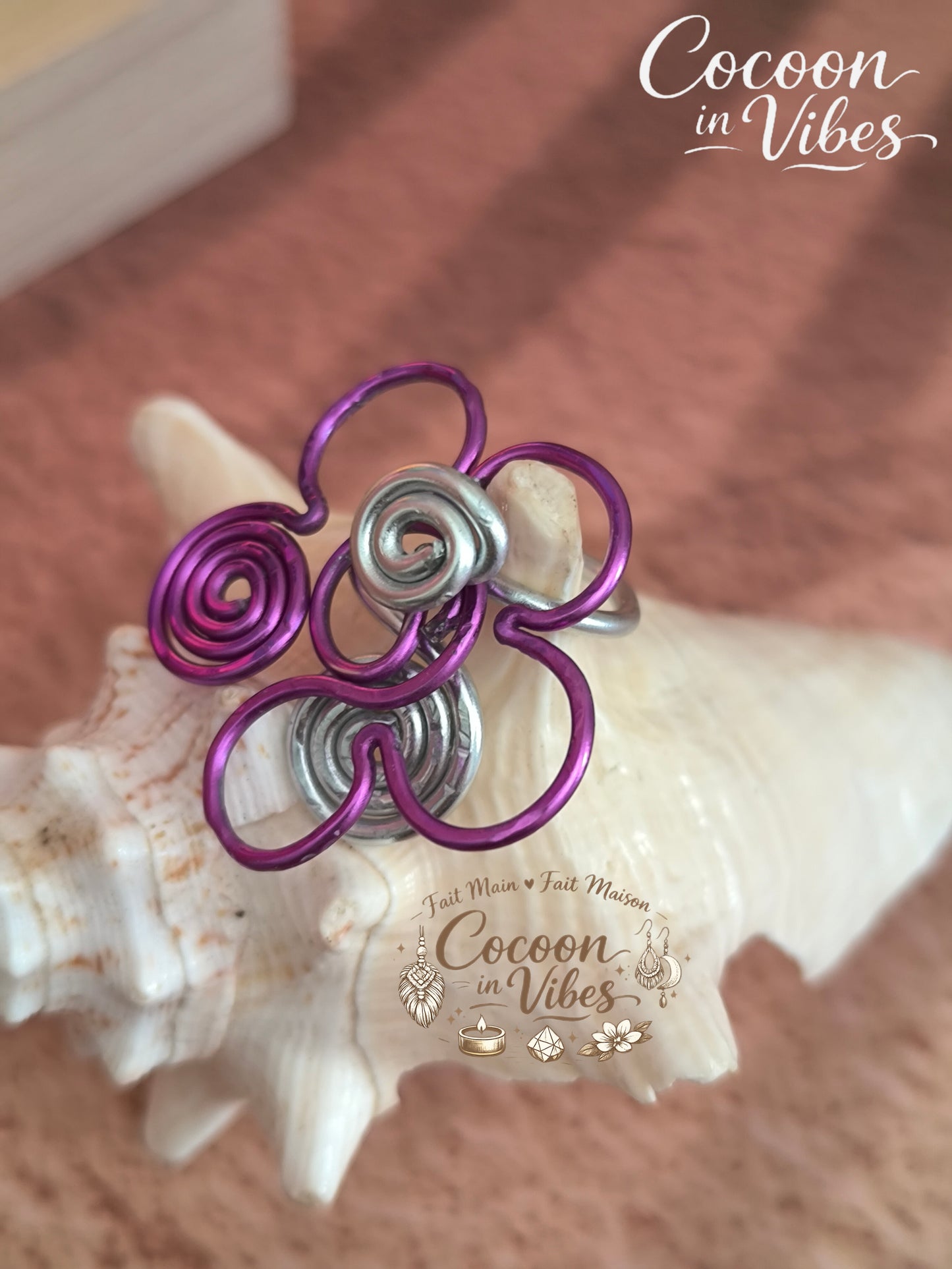 Bague Anti-Stress "Fleur d'Ondes Tropicales" – 100% Artisanale & Double Niveau