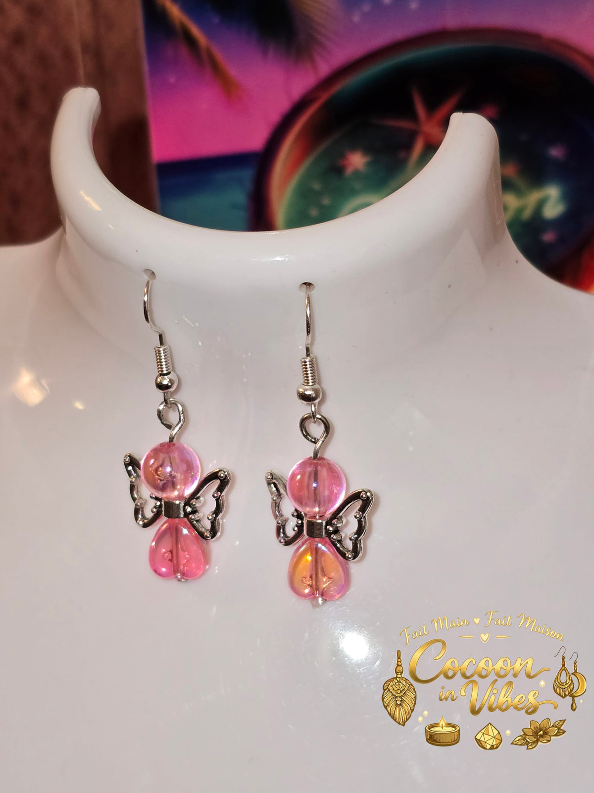 Boucles d’oreilles « Petit Ange » – Édition Octobre Rose