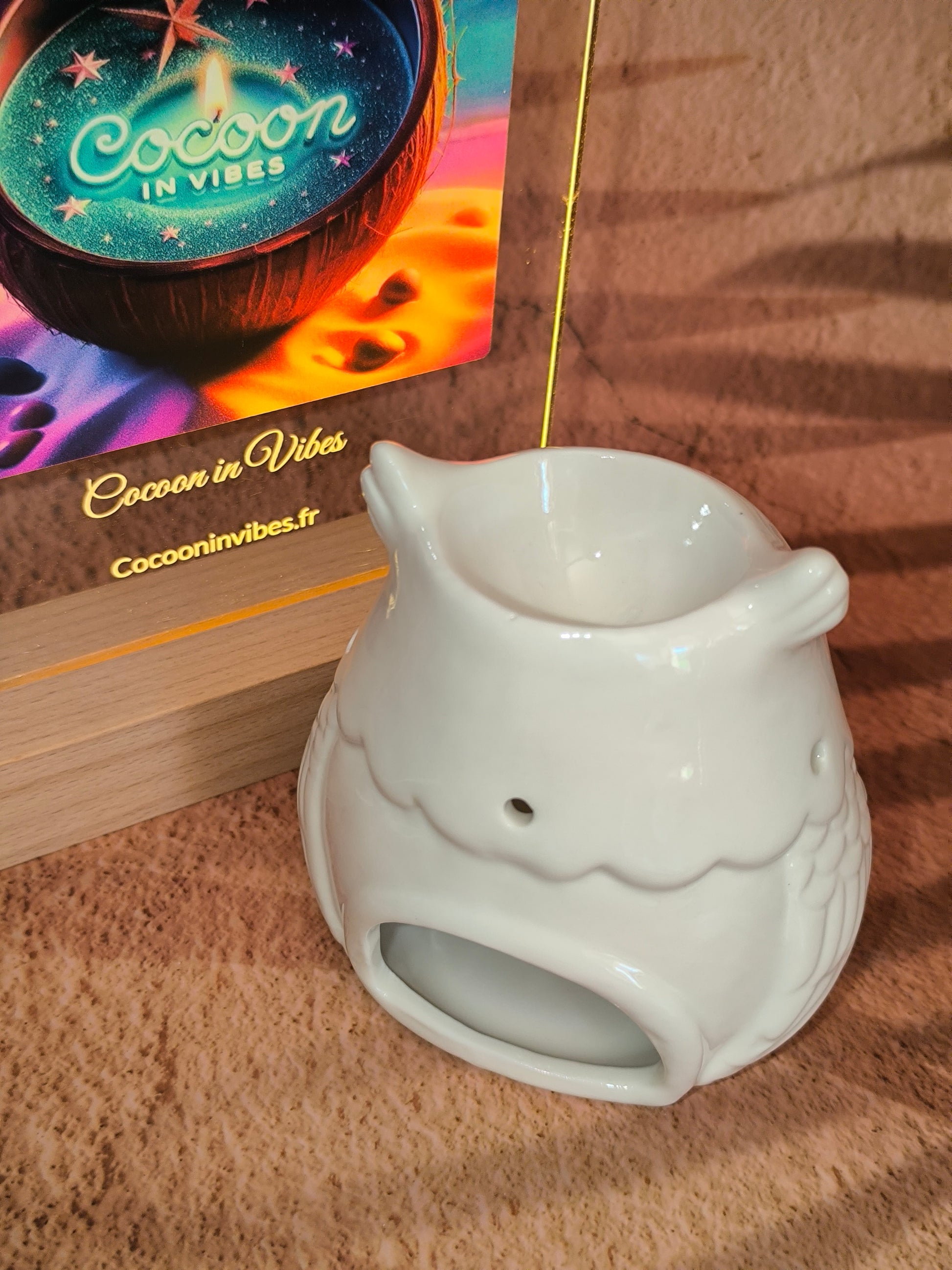 Brûleur en Céramique Blanche – Modèle Hibou