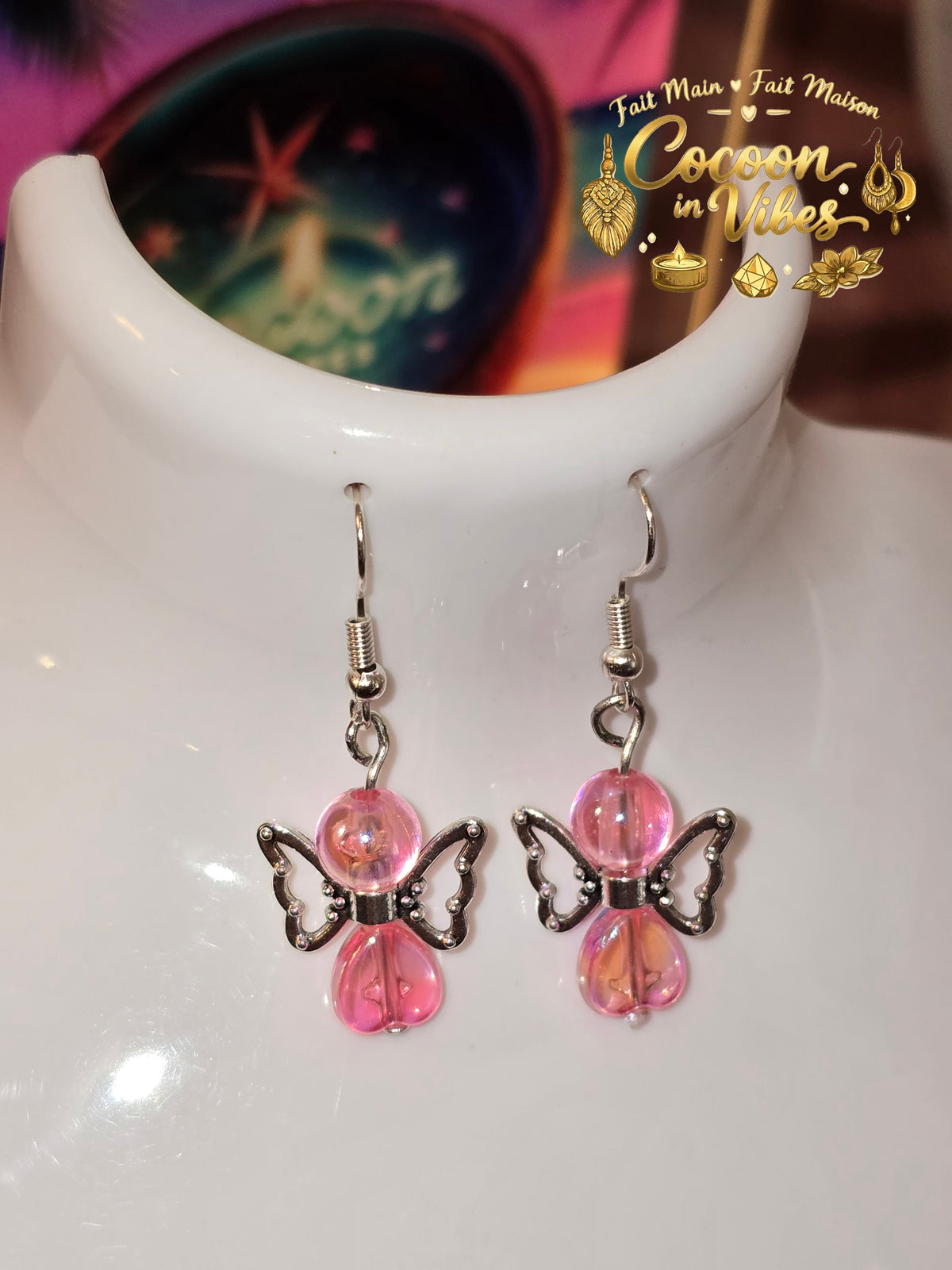 Boucles d’oreilles « Petit Ange » – Édition Octobre Rose