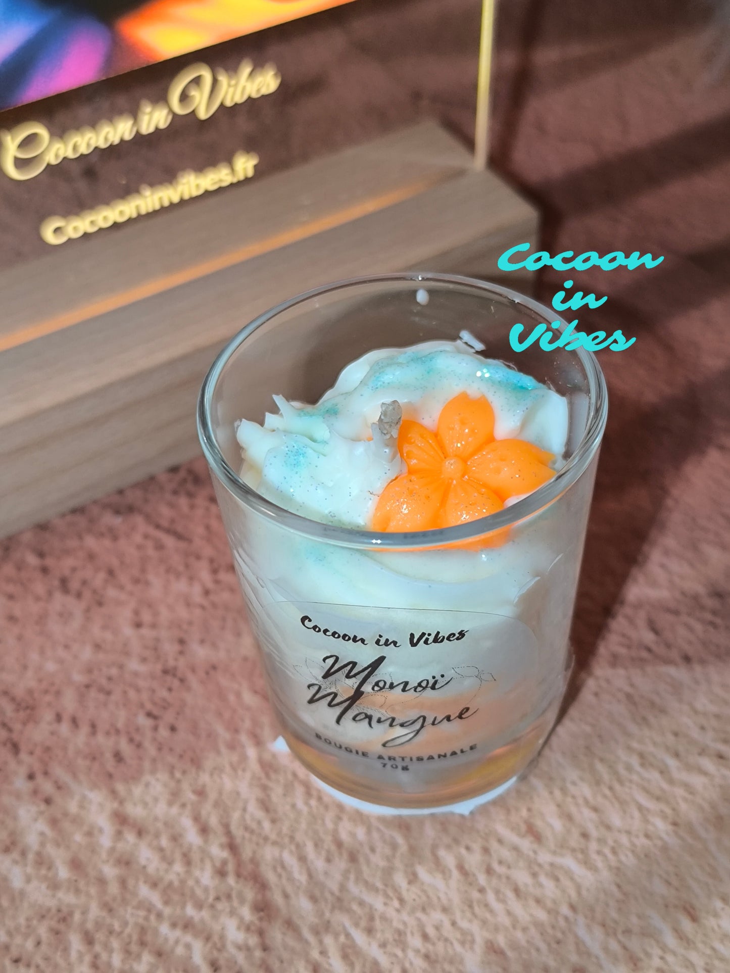 Bougie Gourmande Artisanale 70 g – Monoï Mangue