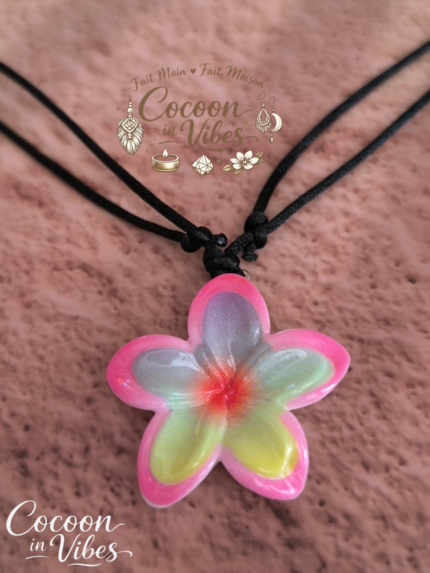 Collier Ras-de-cou & Parure Fleur de Monoï - Fait Main