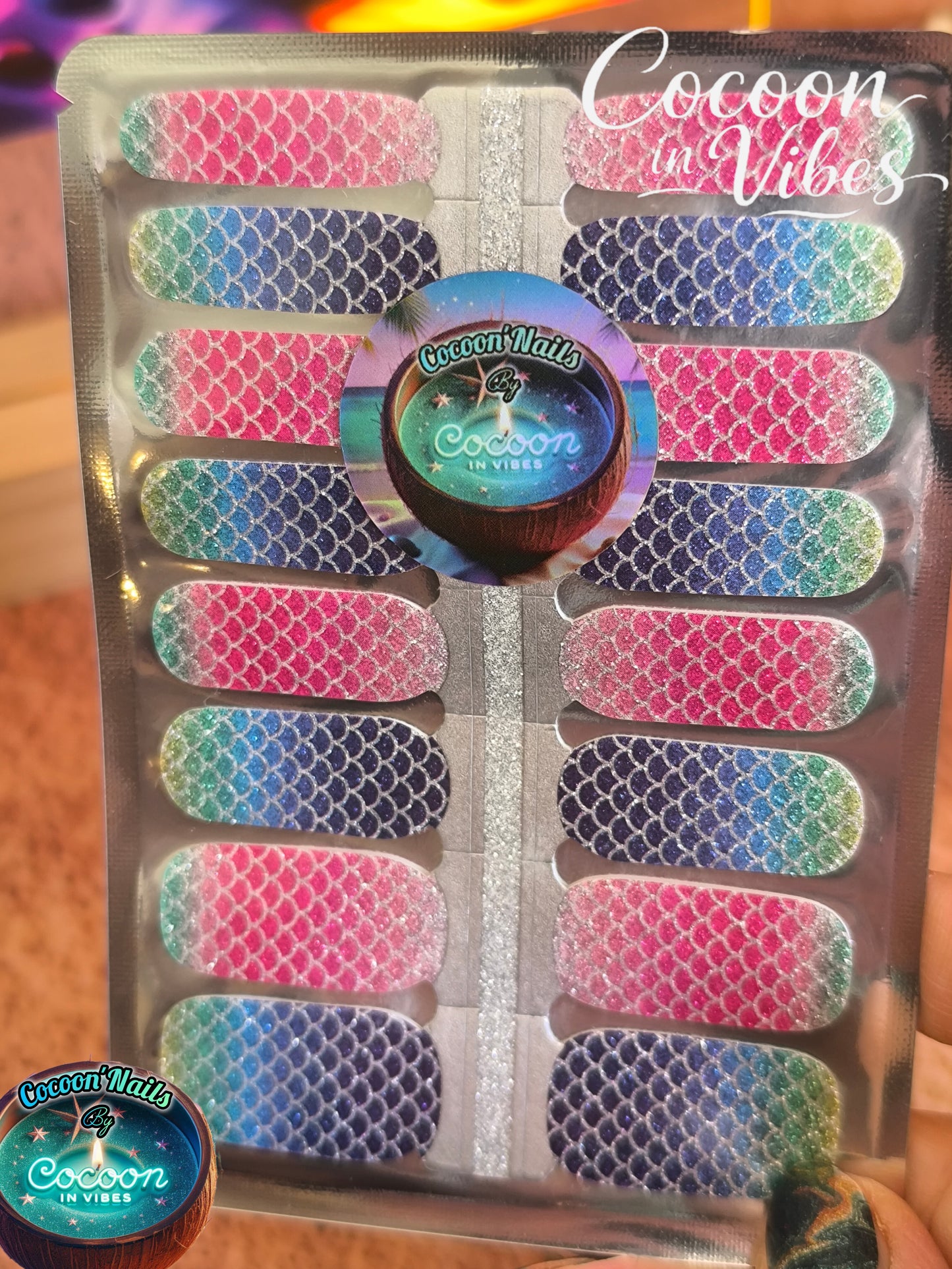Cocoon’Nails Écailles de Lumière – Vernis Autocollant Kit Complet