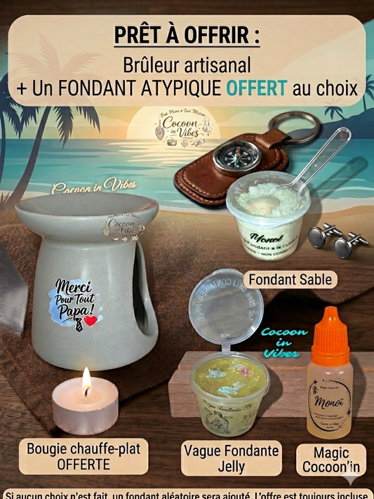 Brûleur Merci Papa Gris Taupe + 1 Fondant OFFERT – Pièce unique, création artisanale Cocoon in Vibes