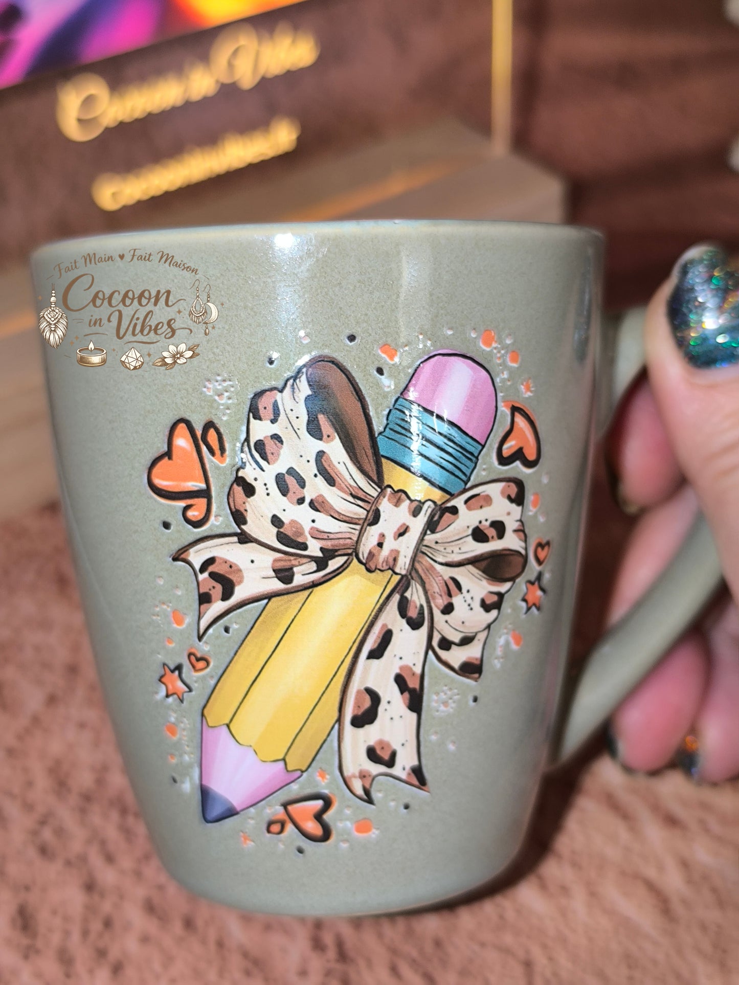 Tasse "Fin d'année scolaire" Beige – THANK YOU – Pièce unique, création artisanale Cocoon in Vibes