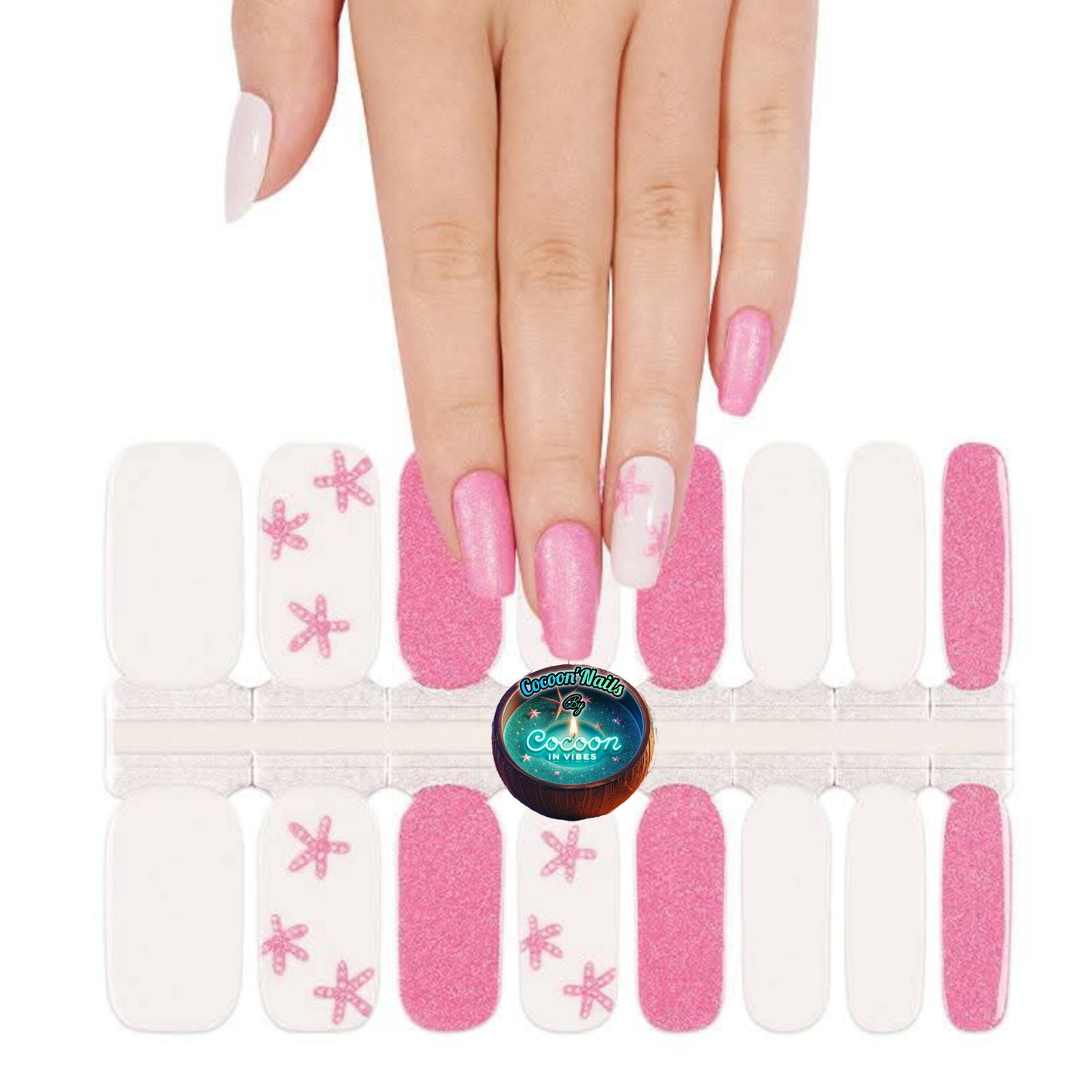 Cocoon’Nails Sable Rose Étoilé – Vernis Autocollant Kit Complet