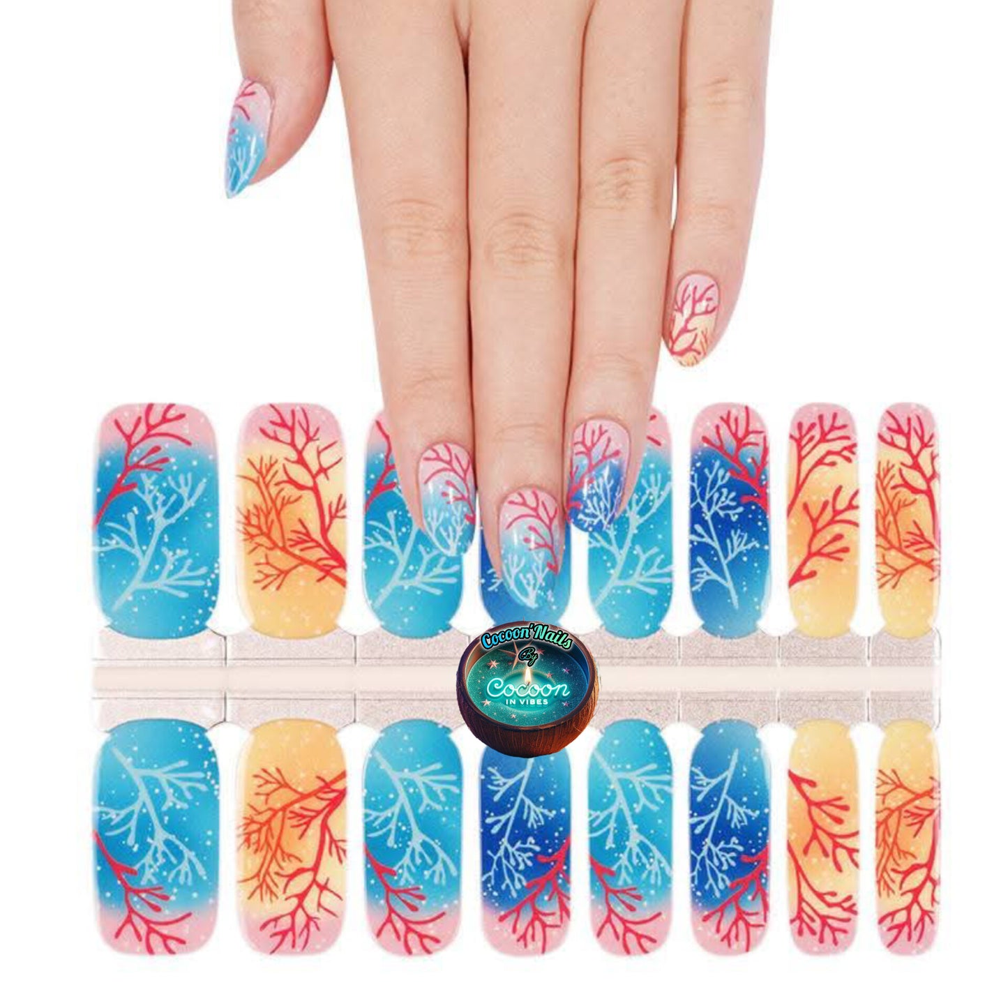 Cocoon’Nails Corail Paradise – Vernis Autocollant Kit Complet