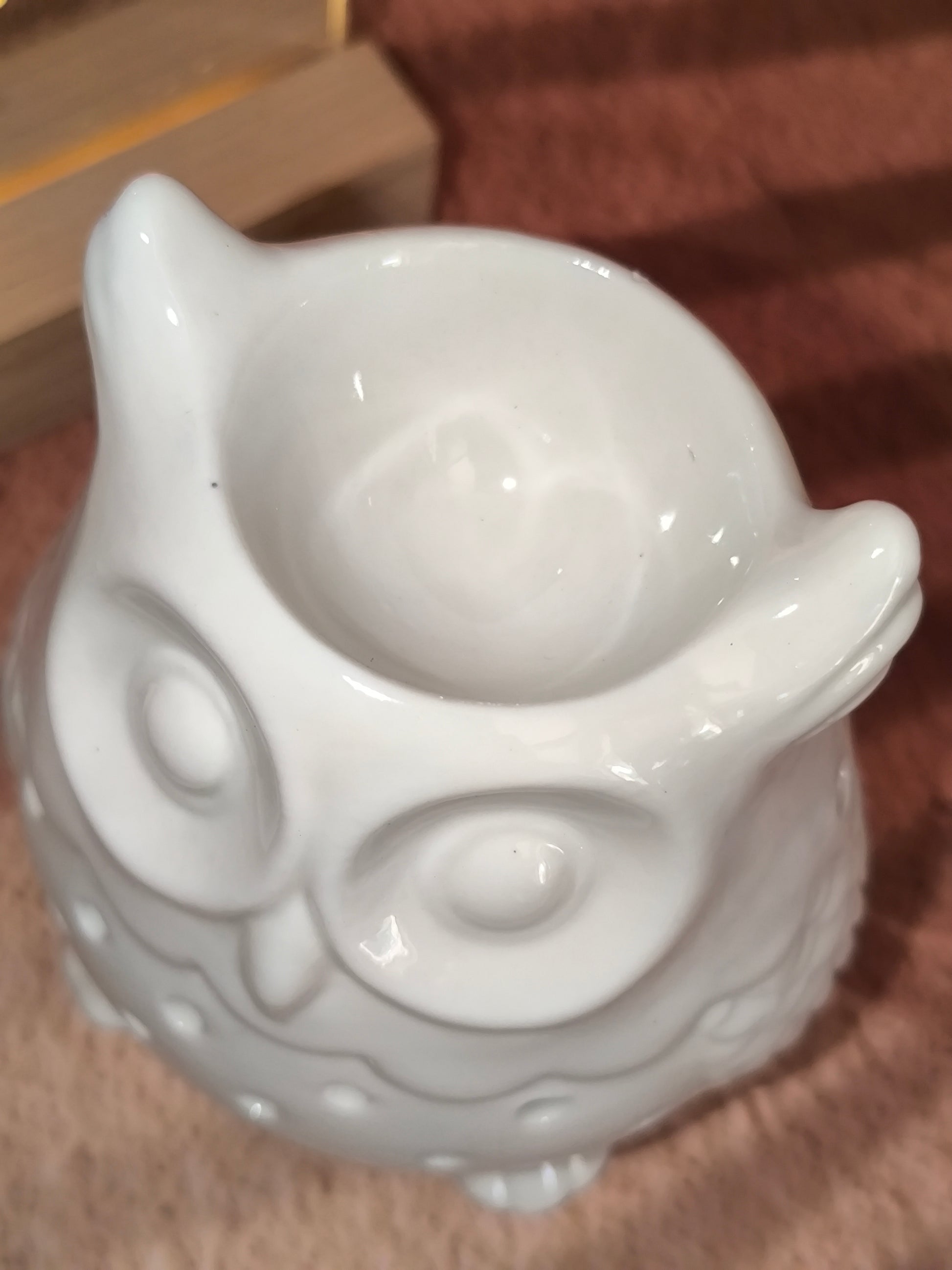 Brûleur en Céramique Blanche – Modèle Hibou