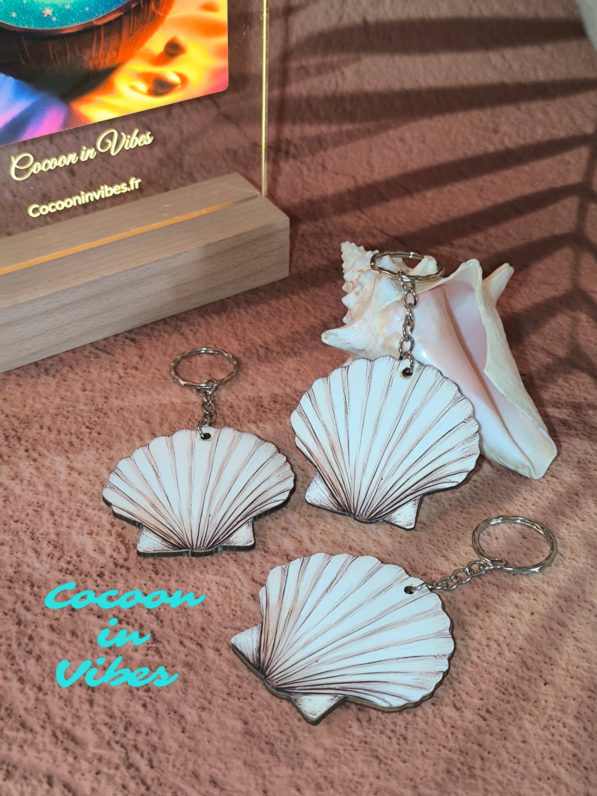 Porte-clé artisanal création Cocoon in Vibes – Coquillage L’éclat des plages éternelles
